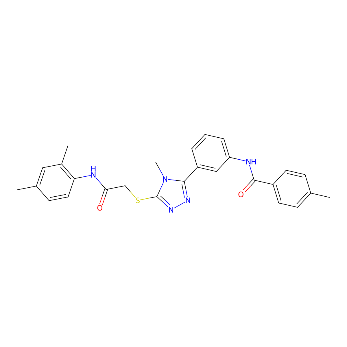 N-[3-[5-[2-(2,4-dimethylanilino)-2-oxoethyl]sulfanyl-4-methyl-1,2,4-triazol-3-yl]phenyl]-4-methylbenzamide molecular structure, CAS 429633-68-1