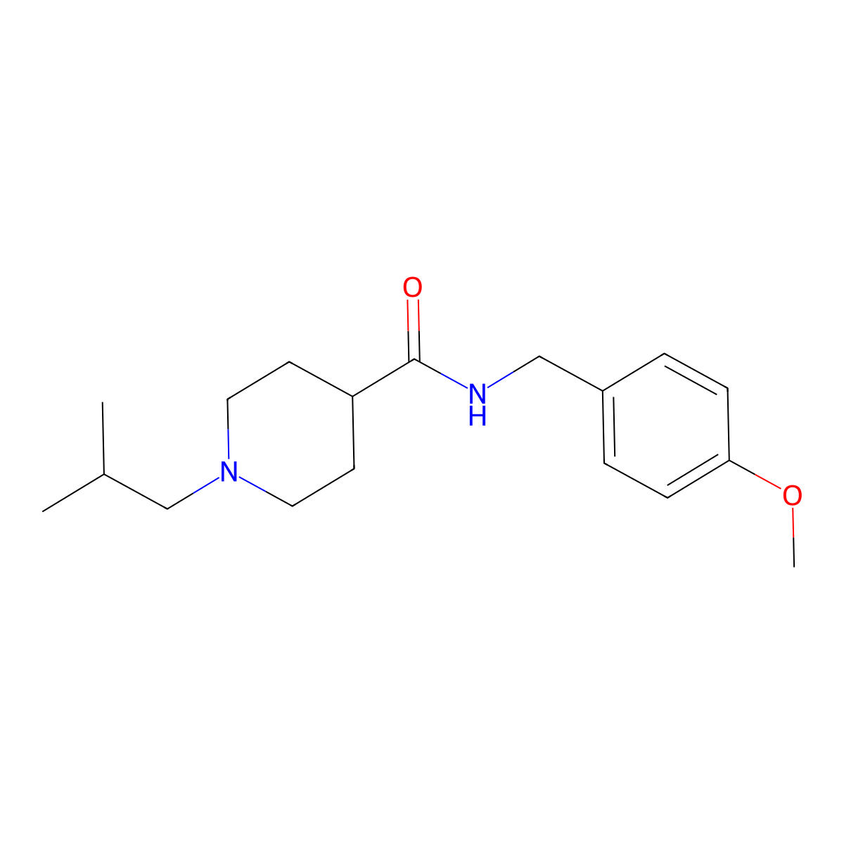 N-[(4-methoxyphenyl)methyl]-1-(2-methylpropyl)piperidine-4-carboxamide molecular structure, CAS 429633-79-4