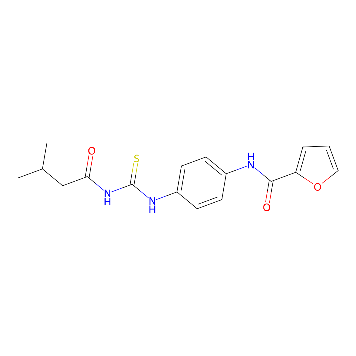 N-[4-(3-methylbutanoylcarbamothioylamino)phenyl]furan-2-carboxamide molecular structure, CAS 429633-88-5