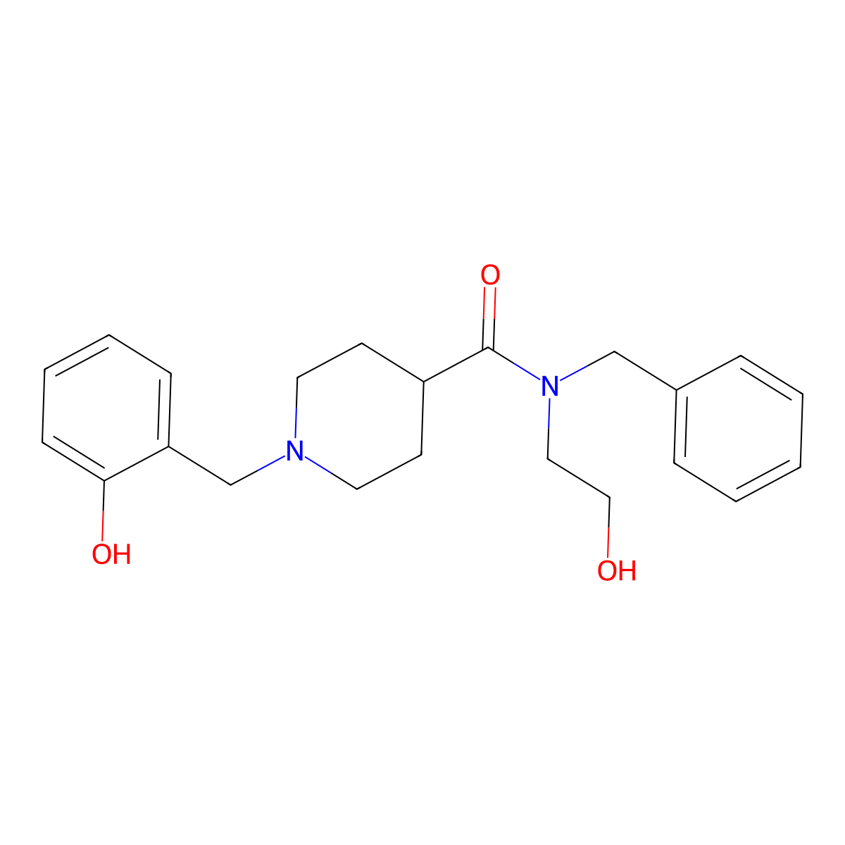 N-benzyl-N-(2-hydroxyethyl)-1-[(2-hydroxyphenyl)methyl]piperidine-4-carboxamide molecular structure, CAS 429633-92-1