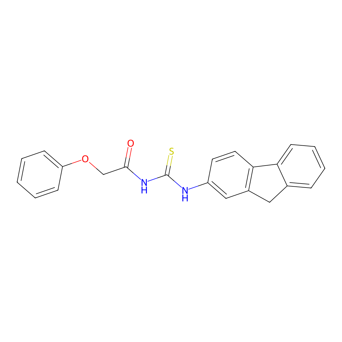 N-(9H-fluoren-2-ylcarbamothioyl)-2-phenoxyacetamide molecular structure, CAS 429633-97-6