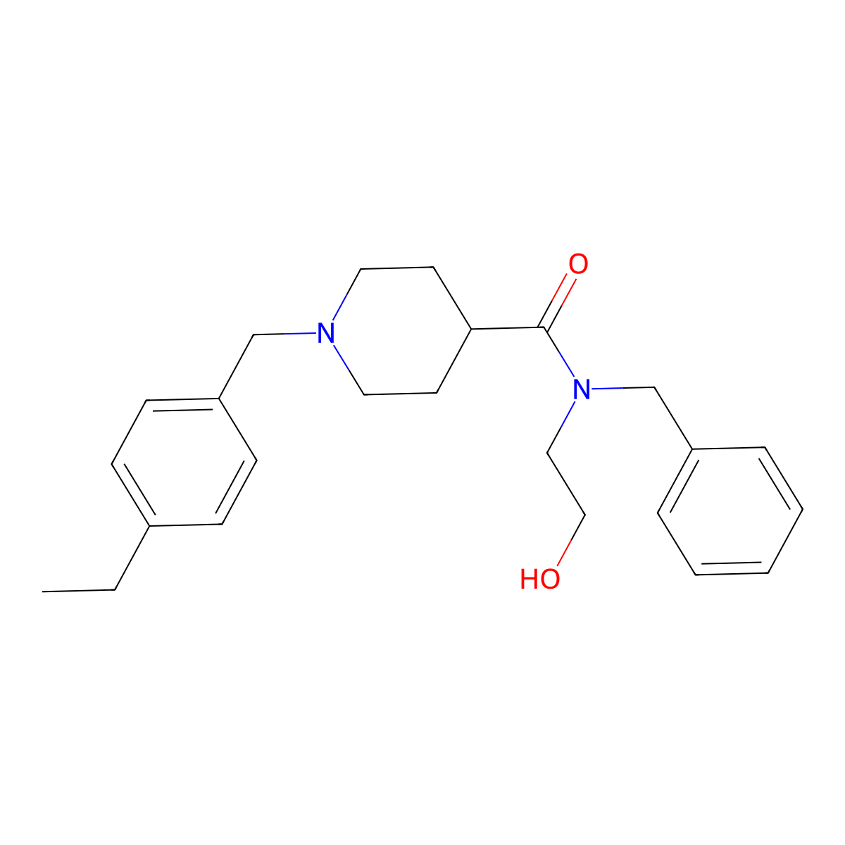 N-benzyl-1-[(4-ethylphenyl)methyl]-N-(2-hydroxyethyl)piperidine-4-carboxamide molecular structure, CAS 429634-07-1