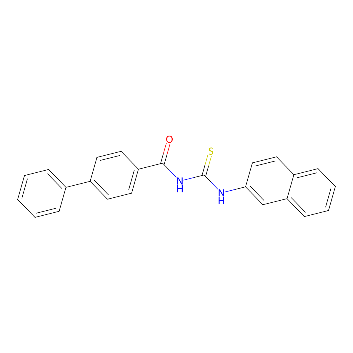 N-(naphthalen-2-ylcarbamothioyl)-4-phenylbenzamide molecular structure, CAS 429634-15-1