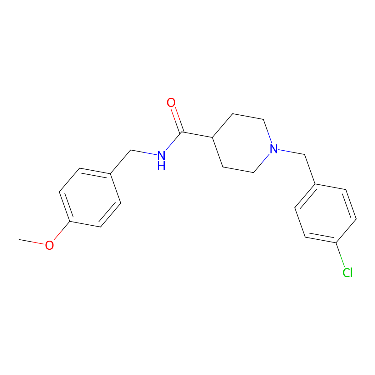 1-[(4-chlorophenyl)methyl]-N-[(4-methoxyphenyl)methyl]piperidine-4-carboxamide molecular structure, CAS 429634-17-3