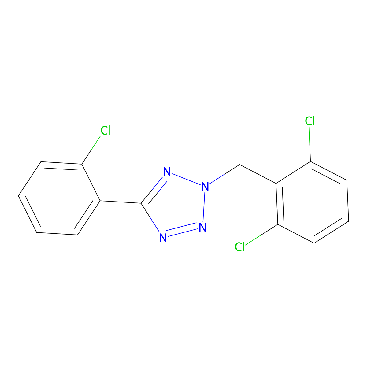 5-(2-Chlorophenyl)-2-[(2,6-dichlorophenyl)methyl]tetrazole molecular structure, CAS 429634-30-0