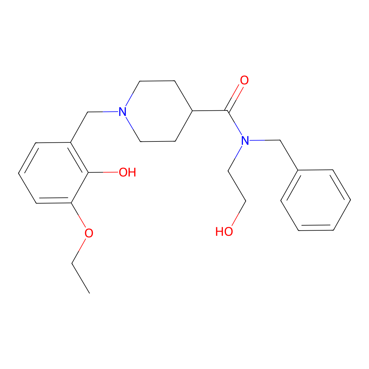 N-benzyl-1-(3-ethoxy-2-hydroxybenzyl)-N-(2-hydroxyethyl)piperidine-4-carboxamide molecular structure, CAS 429634-33-3