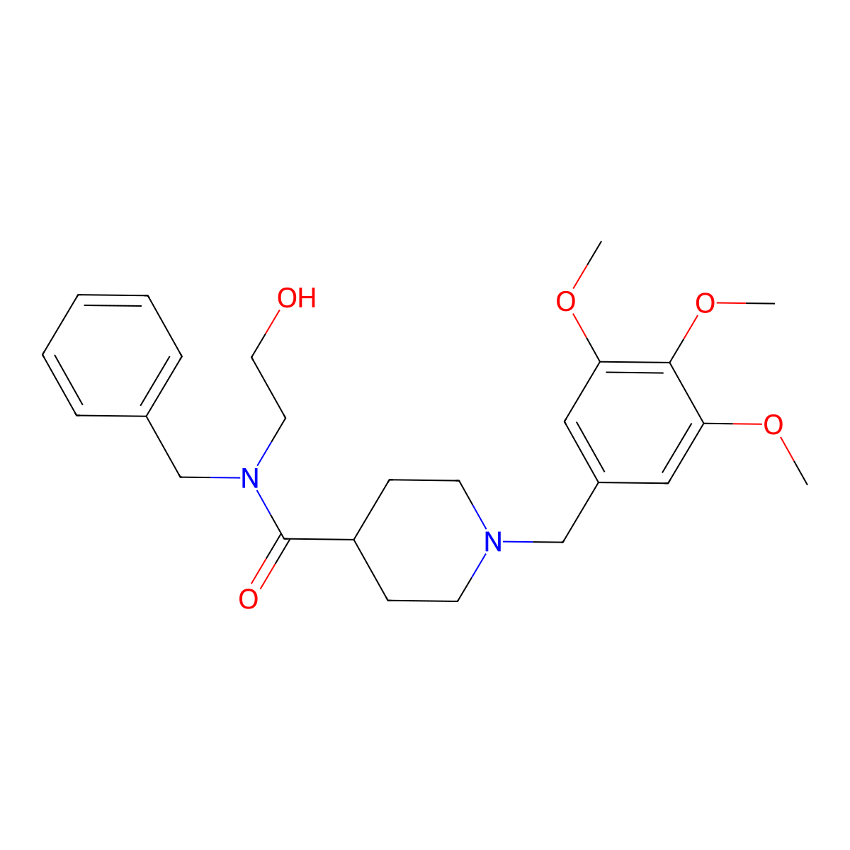 N-benzyl-N-(2-hydroxyethyl)-1-(3,4,5-trimethoxybenzyl)piperidine-4-carboxamide molecular structure, CAS 429634-48-0