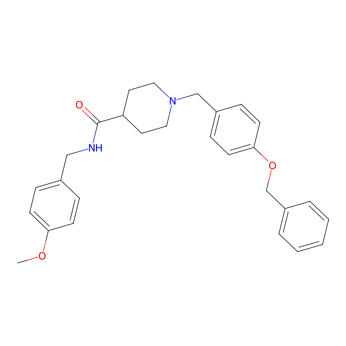 N-[(4-methoxyphenyl)methyl]-1-[(4-phenylmethoxyphenyl)methyl]piperidine-4-carboxamide molecular structure, CAS 429634-52-6