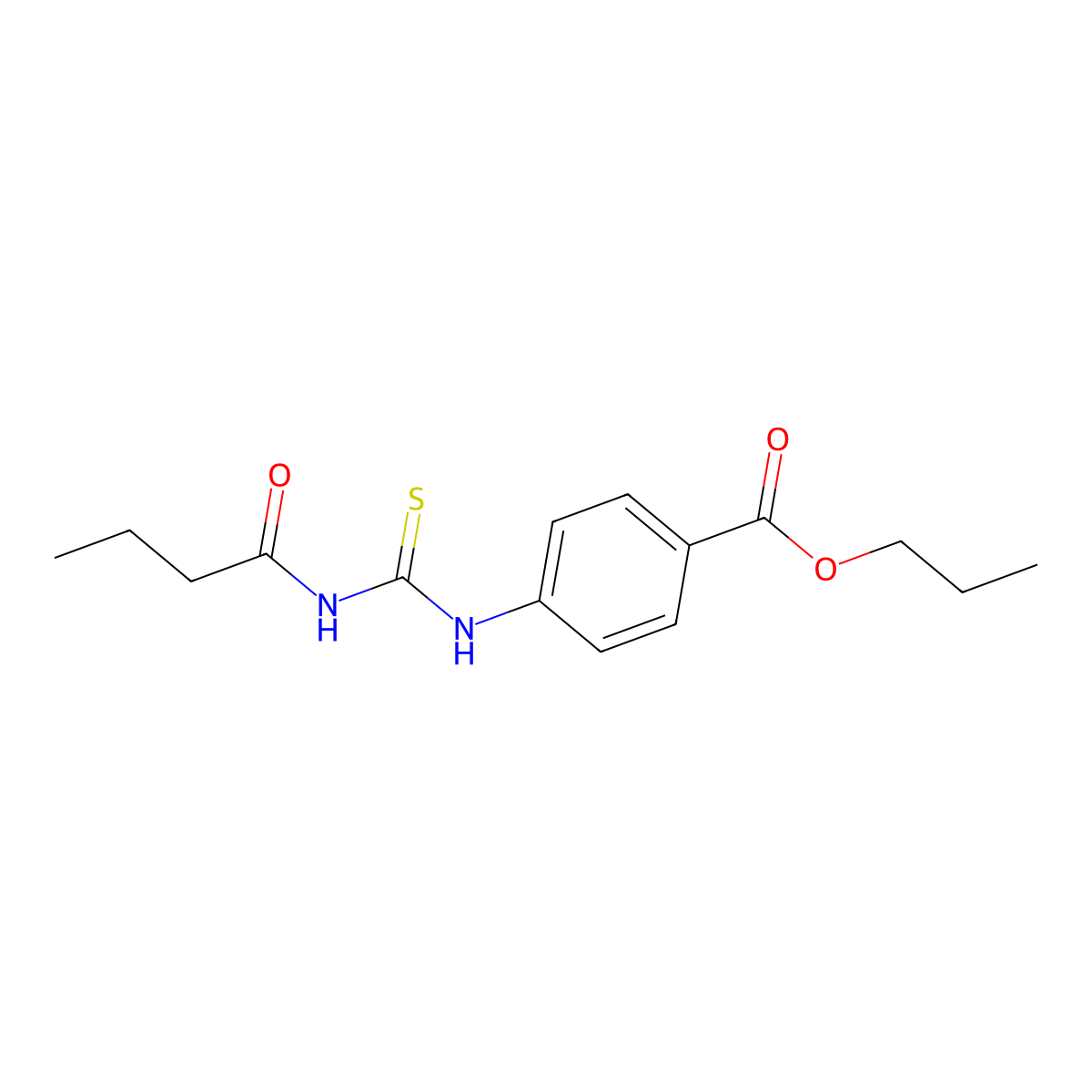Propyl 4-[(butanoylcarbamothioyl)amino]benzoate molecular structure, CAS 429634-62-8