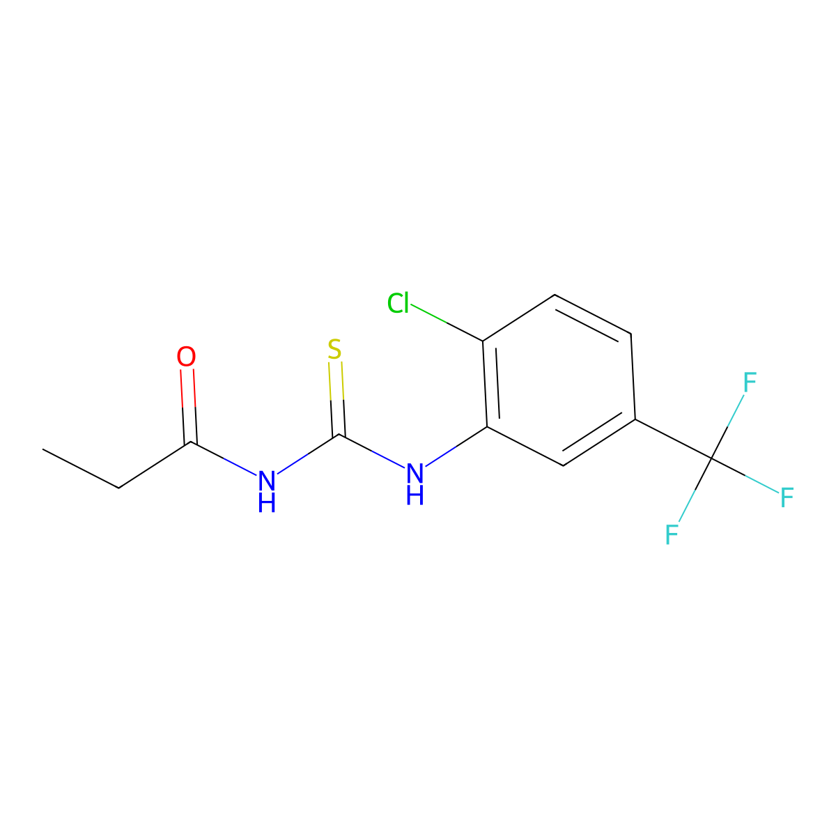 N-[[2-chloro-5-(trifluoromethyl)phenyl]carbamothioyl]propanamide molecular structure, CAS 429634-77-5