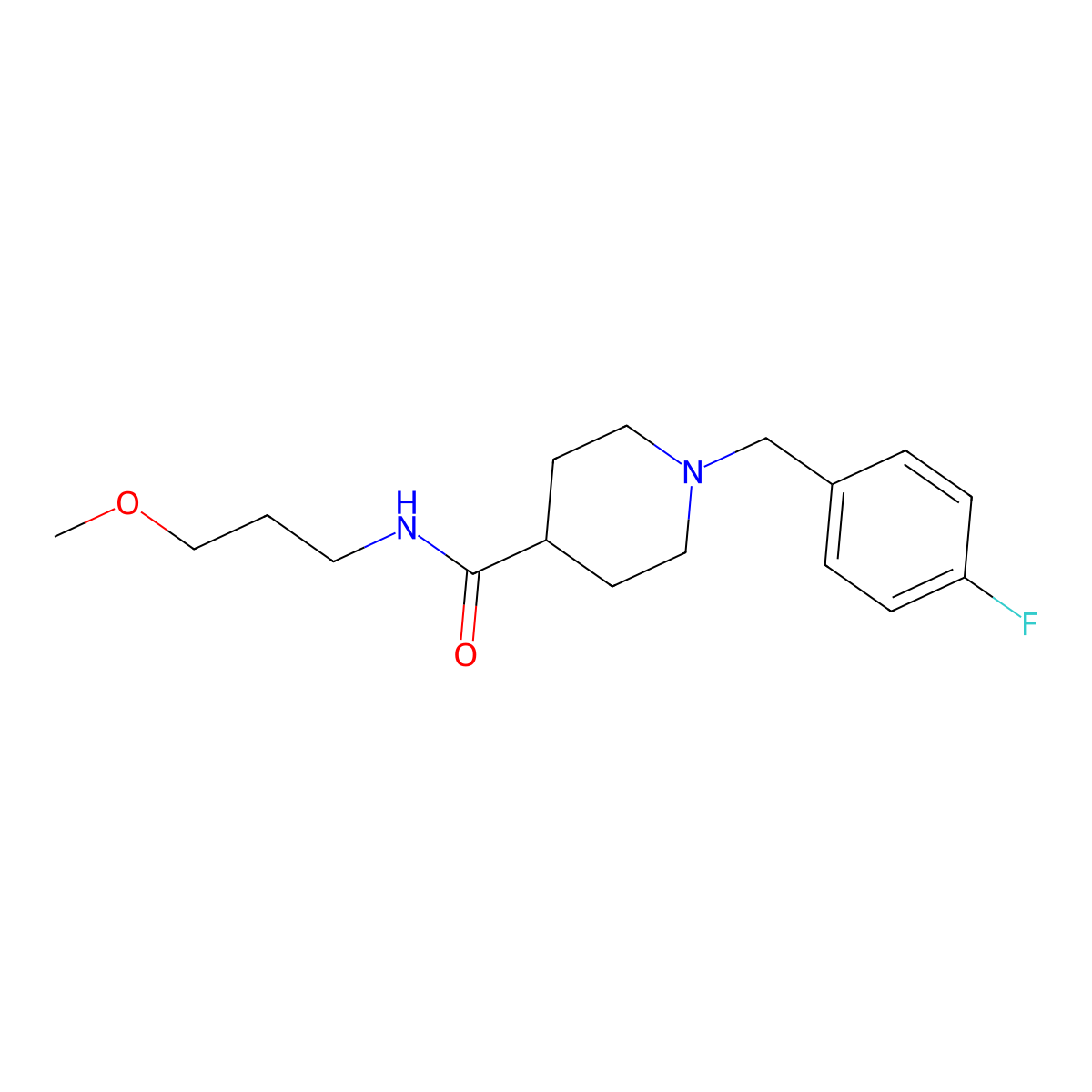 1-(4-fluorobenzyl)-N-(3-methoxypropyl)piperidine-4-carboxamide molecular structure, CAS 429634-79-7