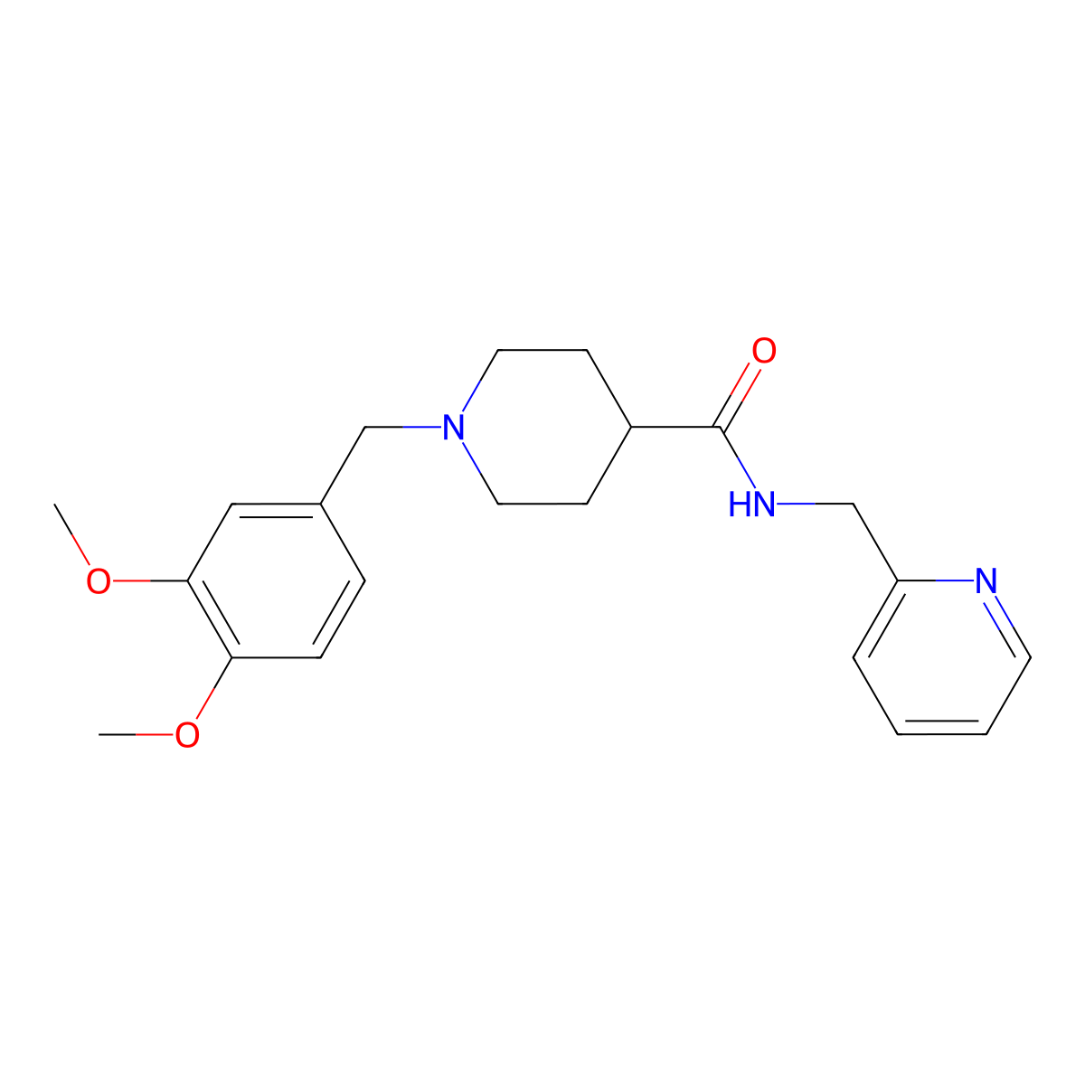 1-[(3,4-dimethoxyphenyl)methyl]-N-(pyridin-2-ylmethyl)piperidine-4-carboxamide molecular structure, CAS 429635-10-9