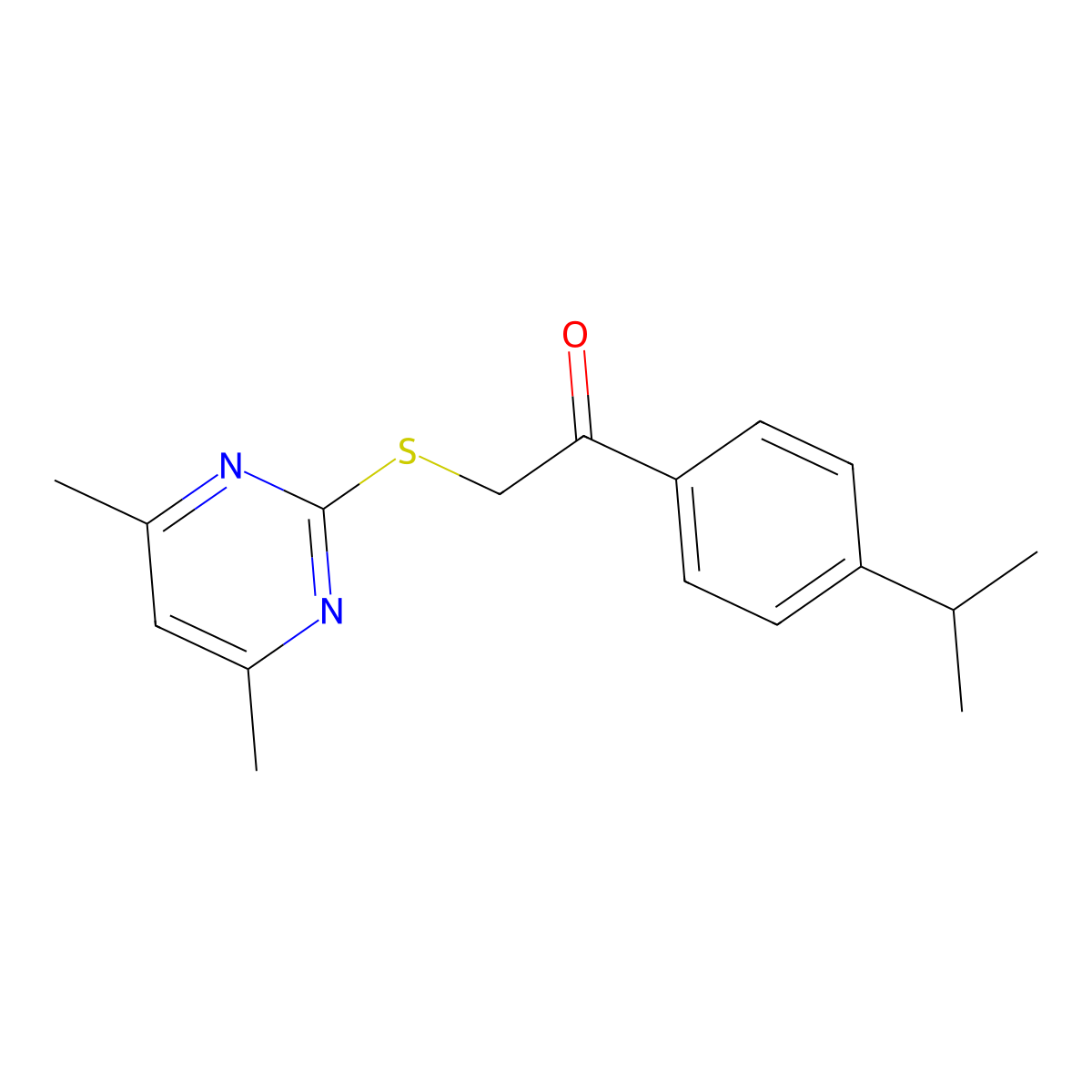 2-(4,6-Dimethylpyrimidin-2-yl)sulfanyl-1-(4-propan-2-ylphenyl)ethanone molecular structure, CAS 429635-27-8