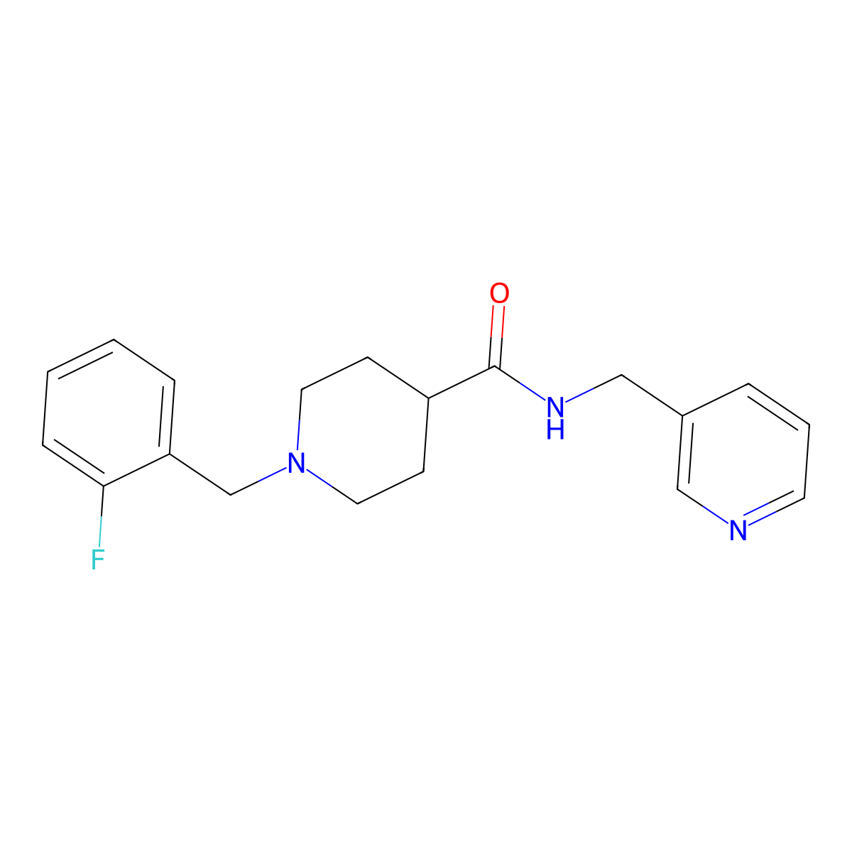1-[(2-fluorophenyl)methyl]-N-(pyridin-3-ylmethyl)piperidine-4-carboxamide molecular structure, CAS 429635-28-9