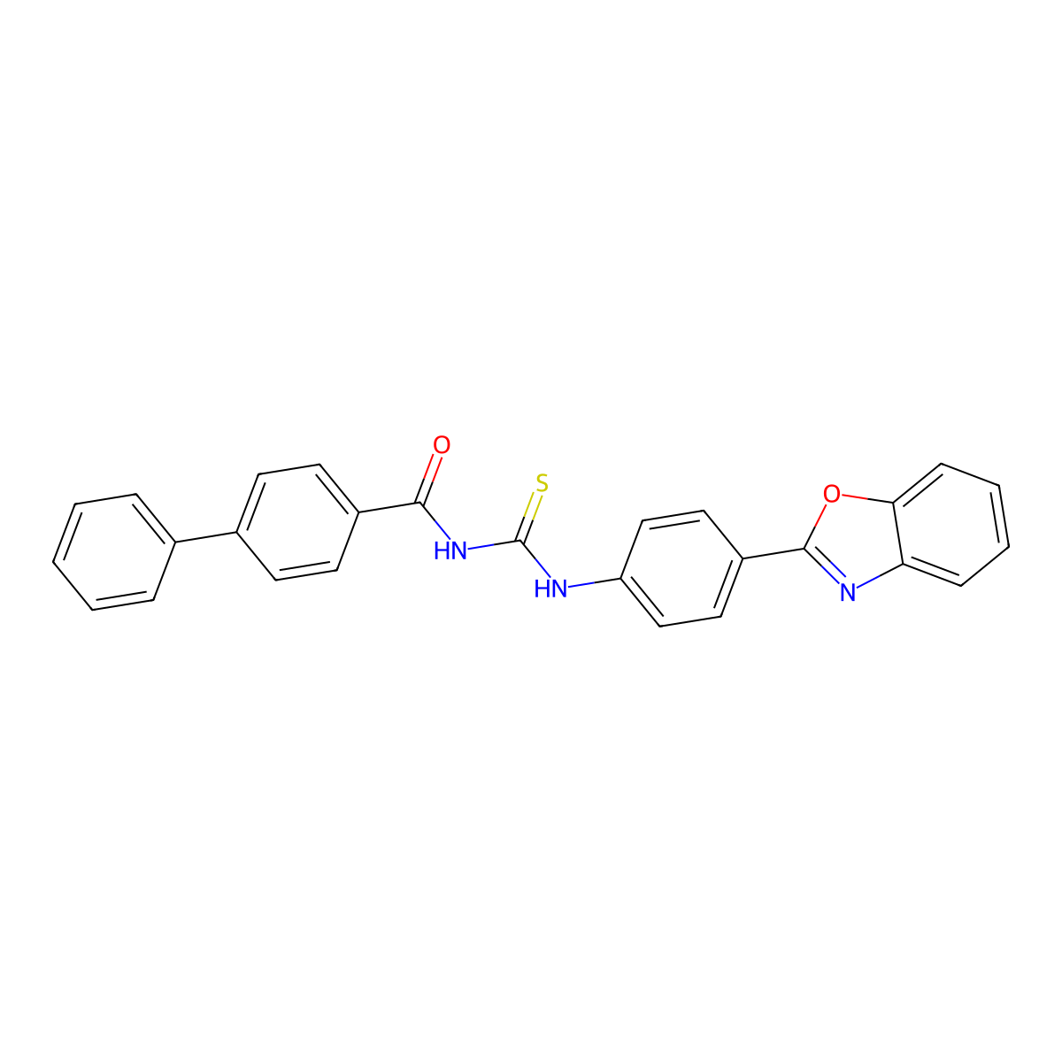 N-[[4-(1,3-benzoxazol-2-yl)phenyl]carbamothioyl]-4-phenylbenzamide molecular structure, CAS 429635-33-6