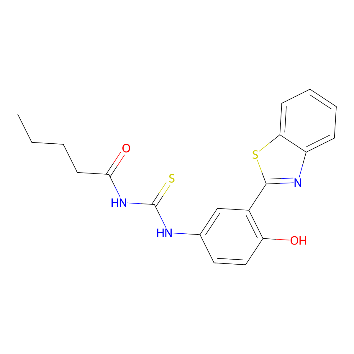 N-{[3-(1,3-benzothiazol-2-yl)-4-hydroxyphenyl]carbamothioyl}pentanamide molecular structure, CAS 429635-36-9