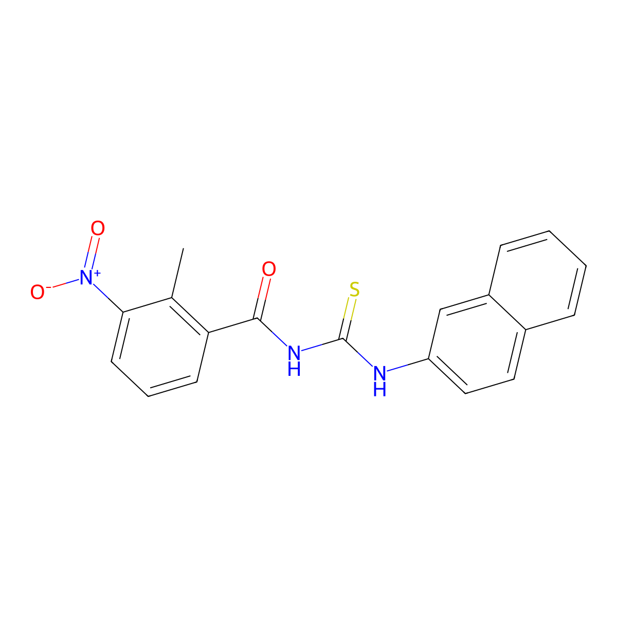 2-methyl-N-(naphthalen-2-ylcarbamothioyl)-3-nitrobenzamide molecular structure, CAS 429635-39-2