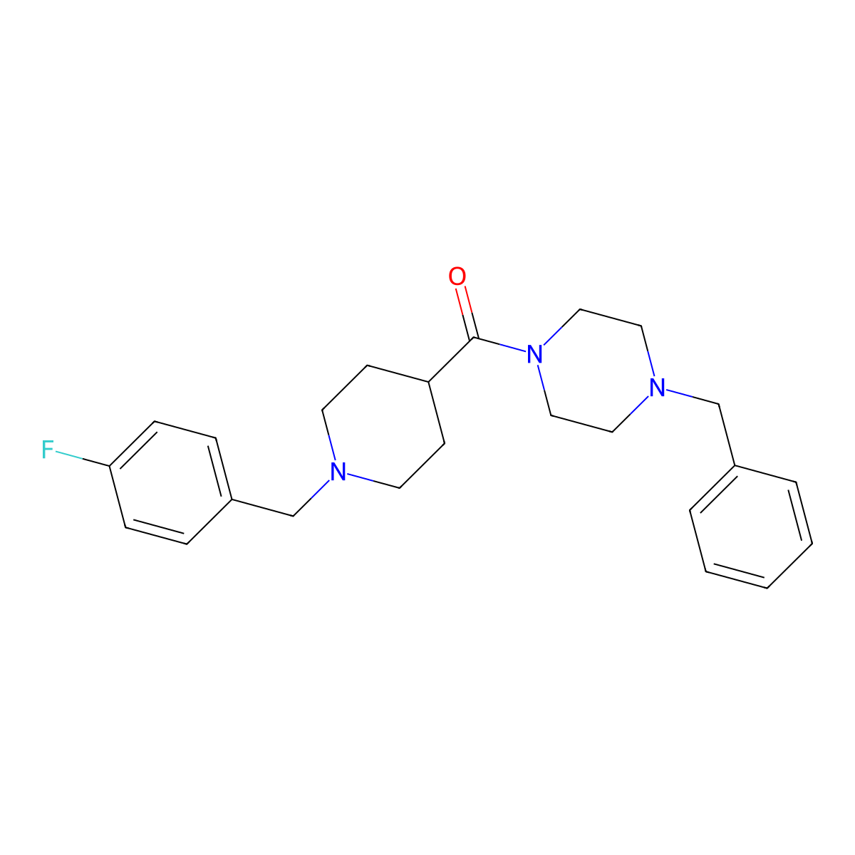 (4-Benzylpiperazin-1-yl)-[1-[(4-fluorophenyl)methyl]piperidin-4-yl]methanone molecular structure, CAS 429635-41-6