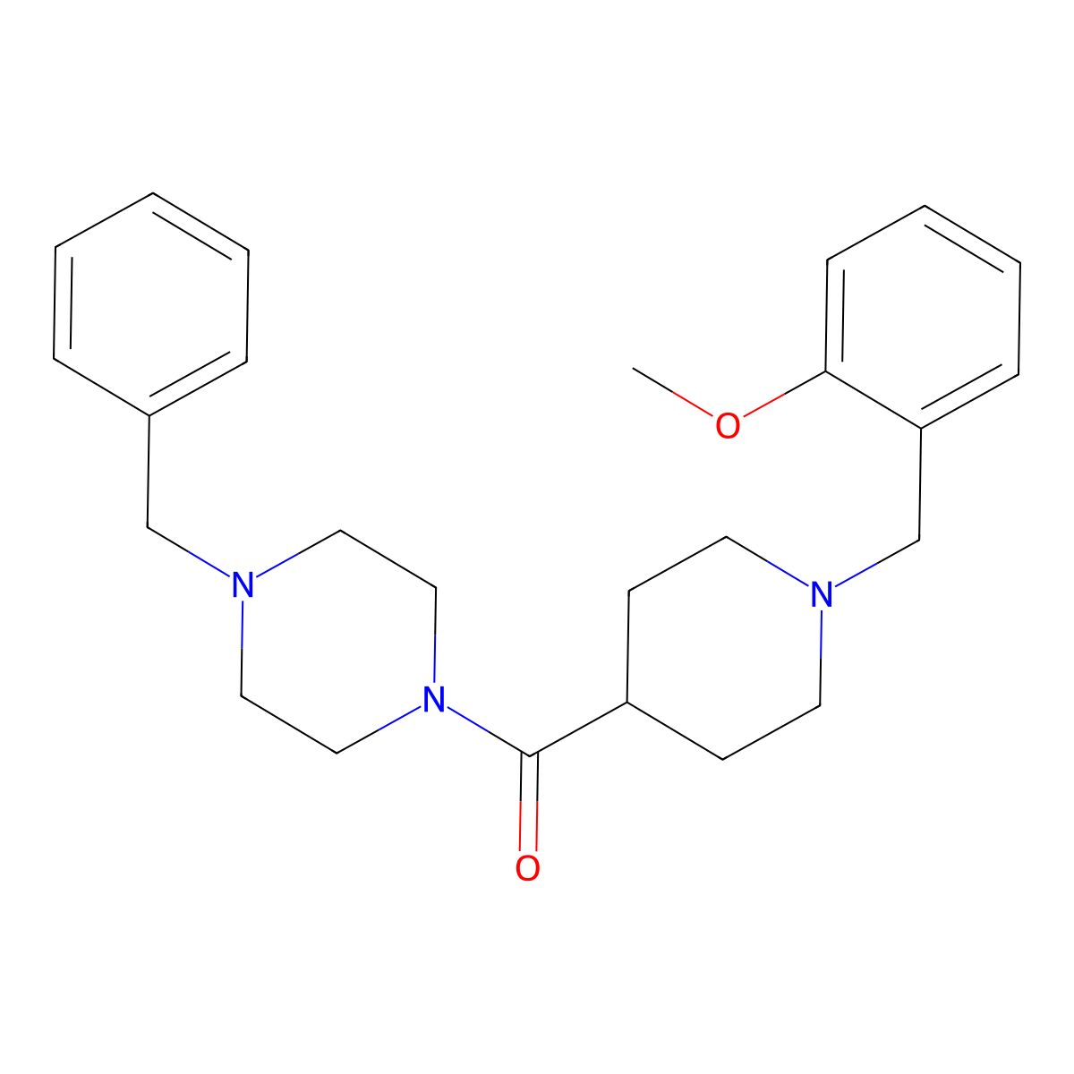 (4-Benzylpiperazin-1-yl)[1-(2-methoxybenzyl)piperidin-4-yl]methanone molecular structure, CAS 429635-50-7