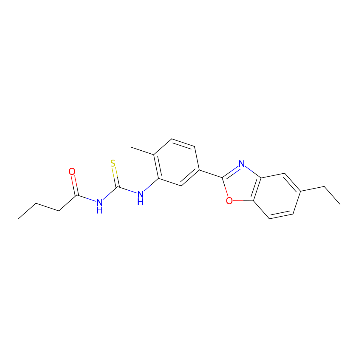 N-[[5-(5-ethyl-1,3-benzoxazol-2-yl)-2-methylphenyl]carbamothioyl]butanamide molecular structure, CAS 429635-57-4