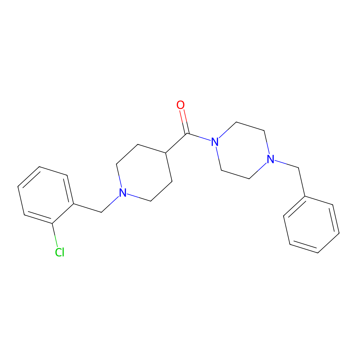 (4-Benzylpiperazin-1-yl)-[1-[(2-chlorophenyl)methyl]piperidin-4-yl]methanone molecular structure, CAS 429635-59-6