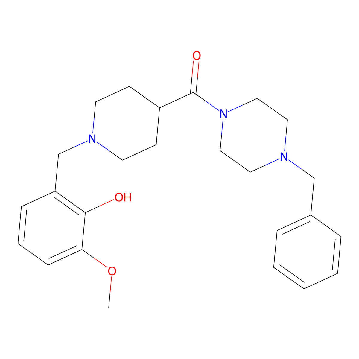 (4-Benzylpiperazin-1-yl)[1-(2-hydroxy-3-methoxybenzyl)piperidin-4-yl]methanone molecular structure, CAS 429635-71-2