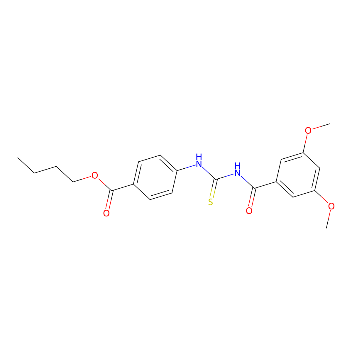 Butyl 4-({[(3,5-dimethoxyphenyl)carbonyl]carbamothioyl}amino)benzoate molecular structure, CAS 429635-72-3