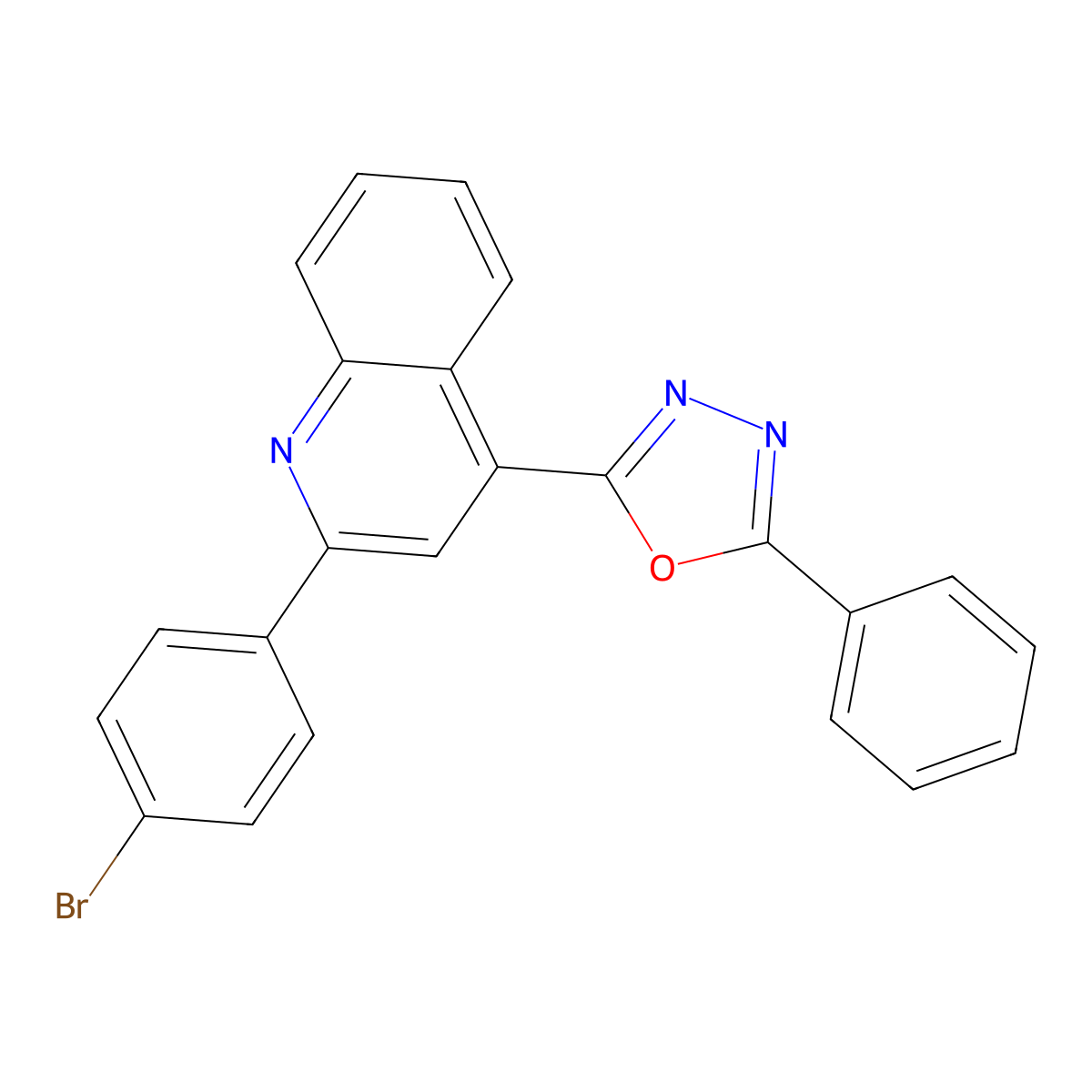 2-(4-Bromophenyl)-4-(5-phenyl-1,3,4-oxadiazol-2-yl)quinoline molecular structure, CAS 429635-80-3