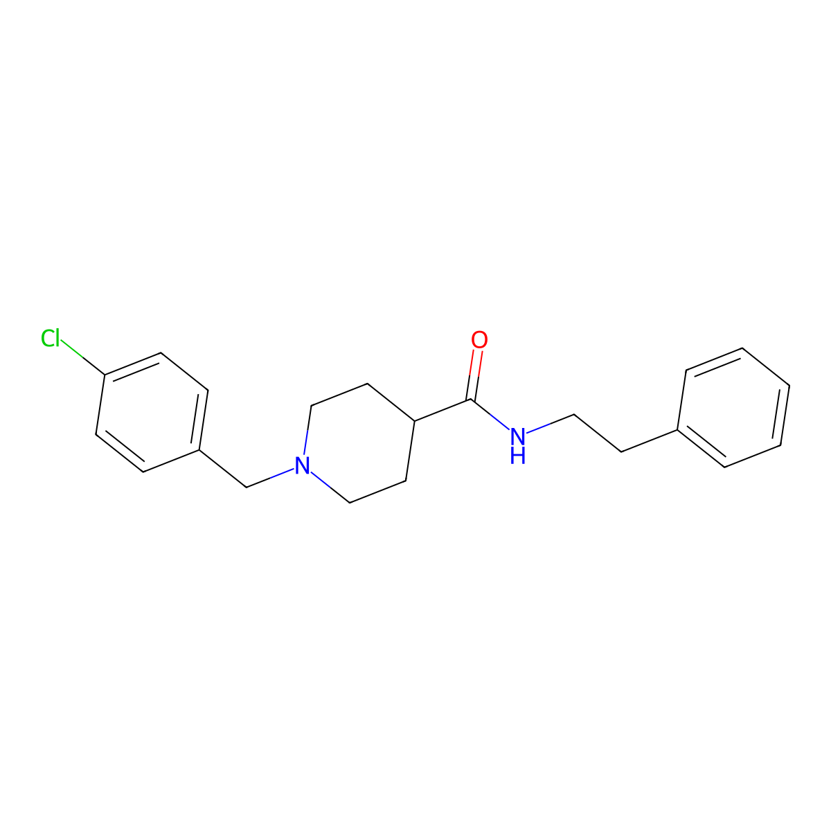 1-(4-chlorobenzyl)-N-(2-phenylethyl)piperidine-4-carboxamide molecular structure, CAS 429636-02-2