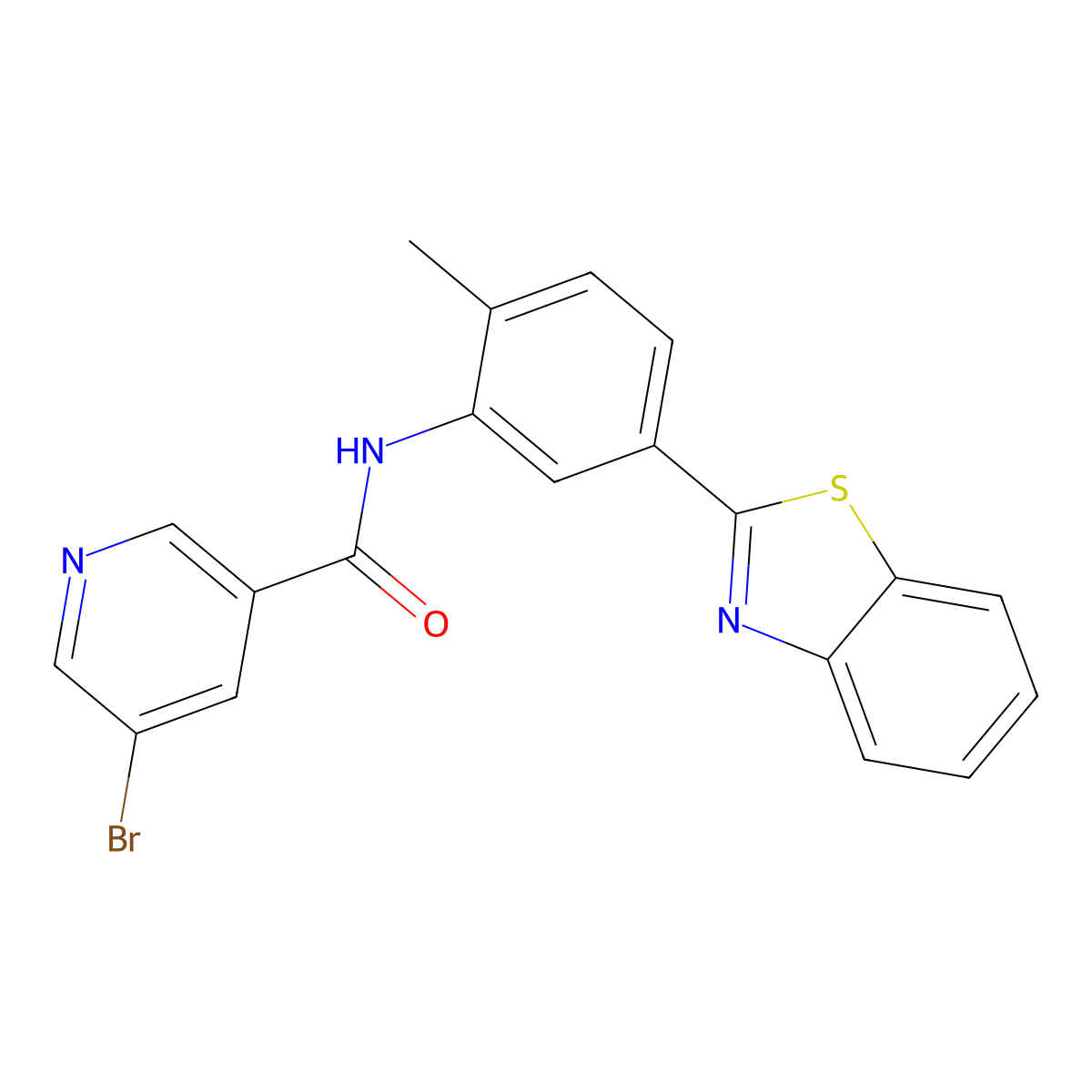 N-[5-(1,3-benzothiazol-2-yl)-2-methylphenyl]-5-bromopyridine-3-carboxamide molecular structure, CAS 429636-04-4