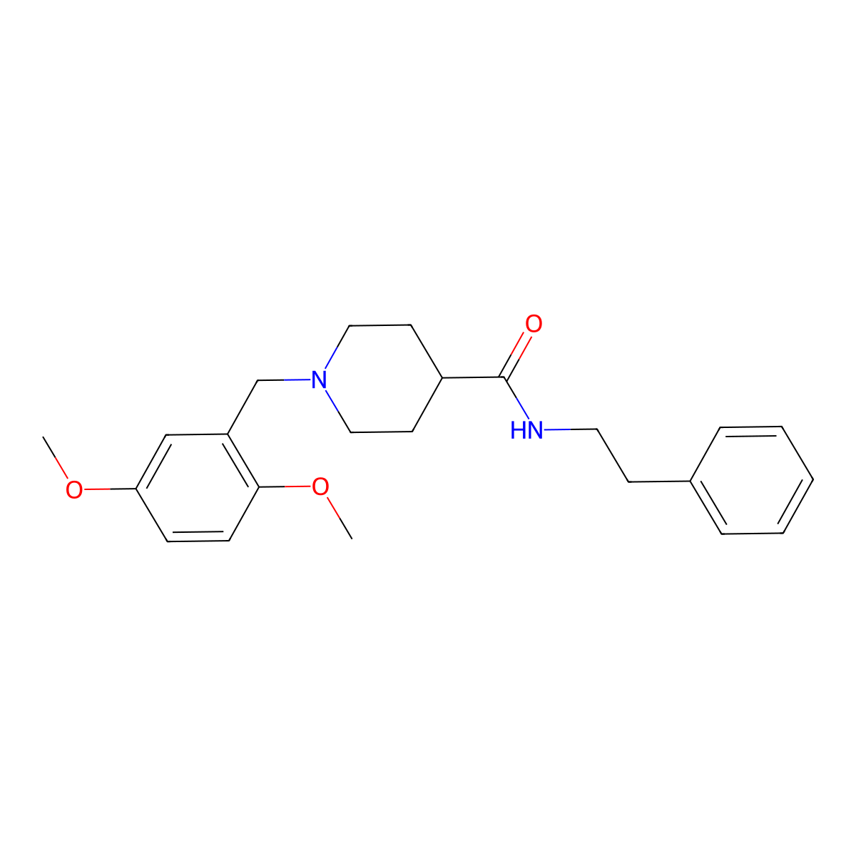 1-(2,5-dimethoxybenzyl)-N-(2-phenylethyl)piperidine-4-carboxamide molecular structure, CAS 429636-34-0