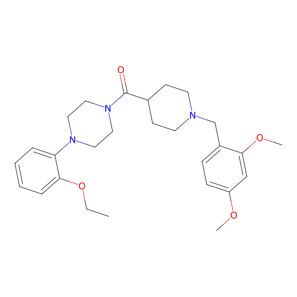 [1-(2,4-Dimethoxybenzyl)piperidin-4-yl][4-(2-ethoxyphenyl)piperazin-1-yl]methanone molecular structure, CAS 429636-38-4