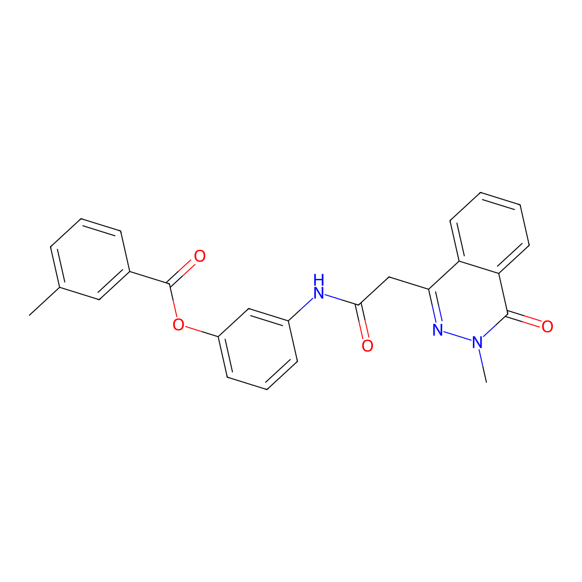 3-{[(3-Methyl-4-oxo-3,4-dihydrophthalazin-1-yl)acetyl]amino}phenyl 3-methylbenzoate molecular structure, CAS 429636-51-1