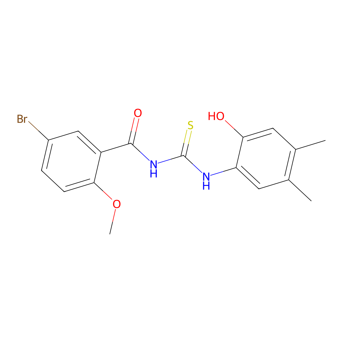 5-bromo-N-[(2-hydroxy-4,5-dimethylphenyl)carbamothioyl]-2-methoxybenzamide molecular structure, CAS 429636-57-7