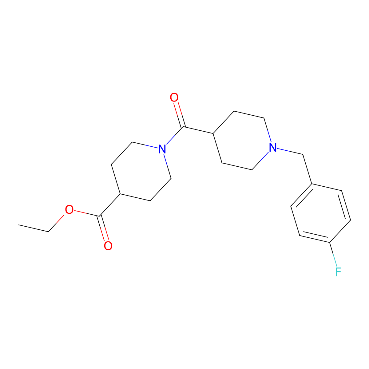 Ethyl 1-{[1-(4-fluorobenzyl)piperidin-4-yl]carbonyl}piperidine-4-carboxylate molecular structure, CAS 429636-59-9