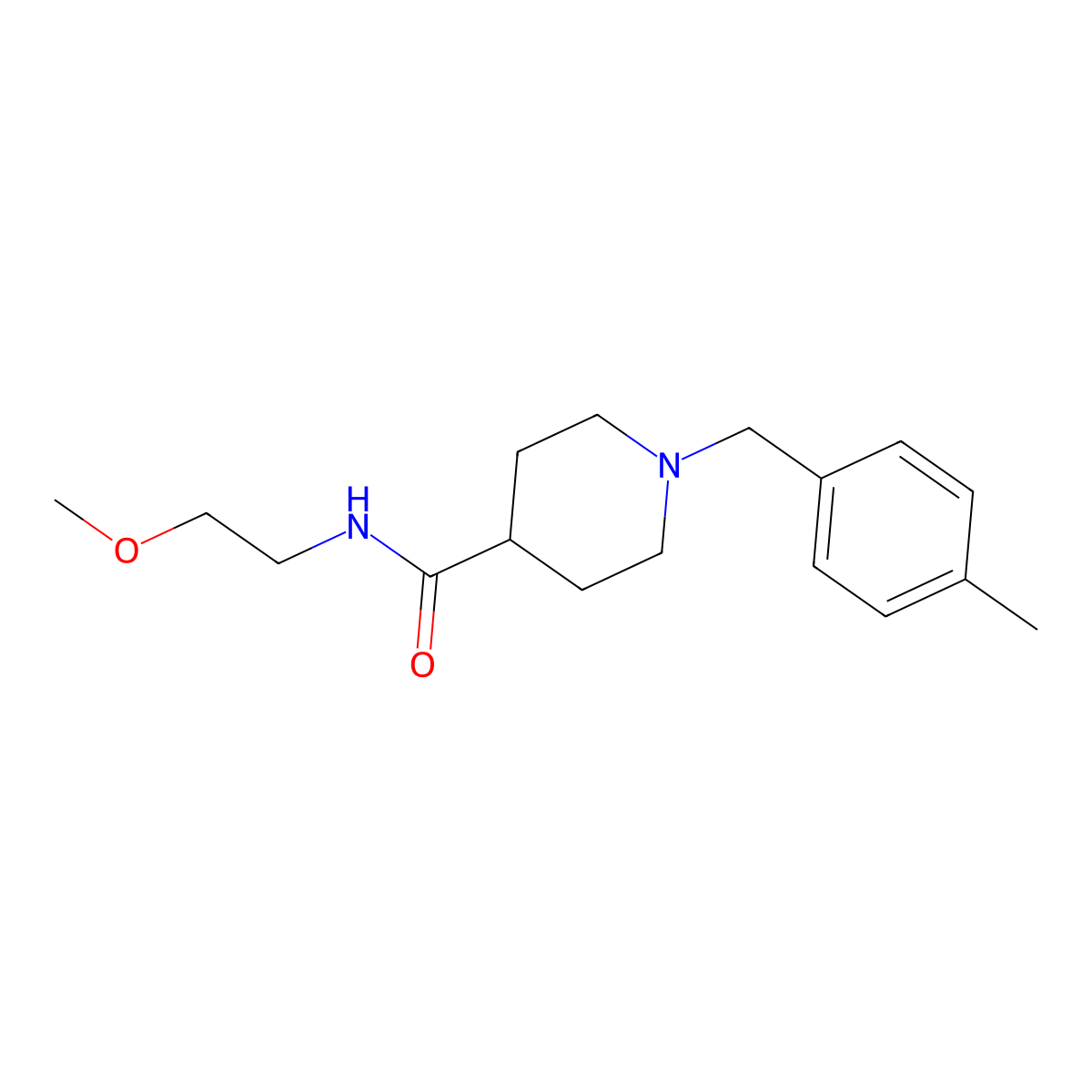 N-(2-methoxyethyl)-1-(4-methylbenzyl)piperidine-4-carboxamide molecular structure, CAS 429636-61-3