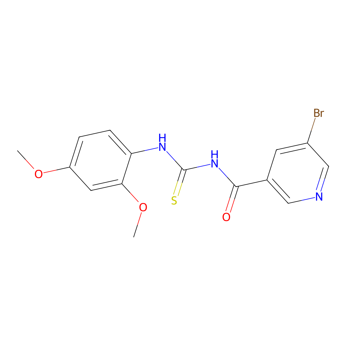 5-bromo-N-[(2,4-dimethoxyphenyl)carbamothioyl]pyridine-3-carboxamide molecular structure, CAS 429636-63-5