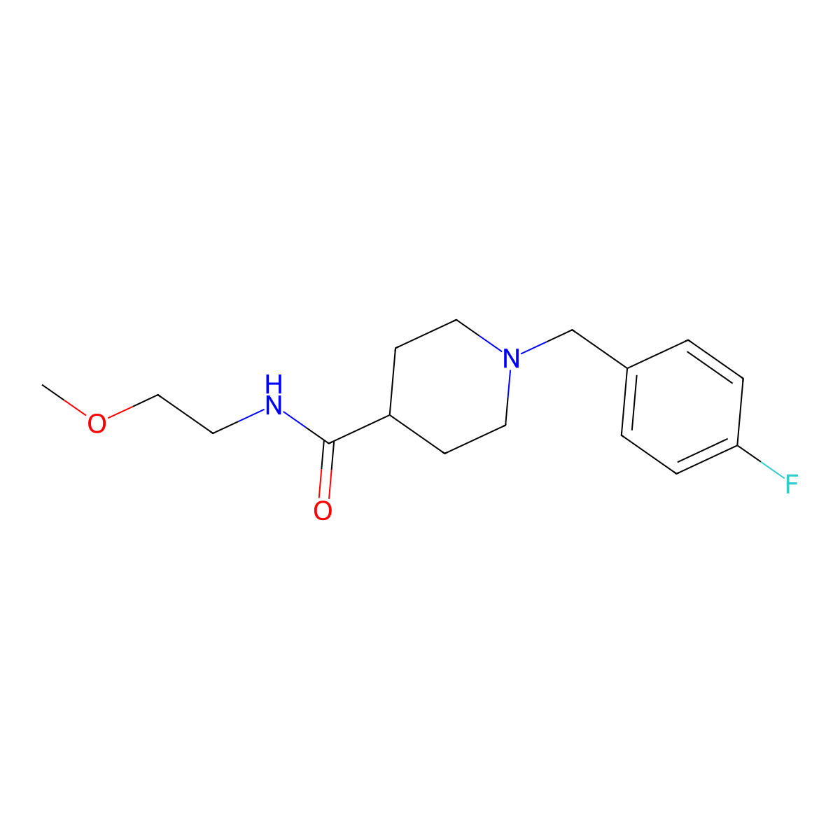 1-(4-fluorobenzyl)-N-(2-methoxyethyl)piperidine-4-carboxamide molecular structure, CAS 429636-70-4