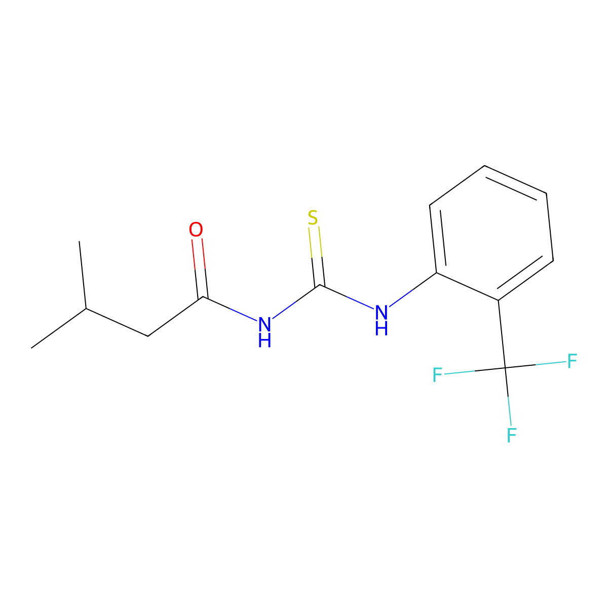 3-methyl-N-[[2-(trifluoromethyl)phenyl]carbamothioyl]butanamide molecular structure, CAS 429636-75-9