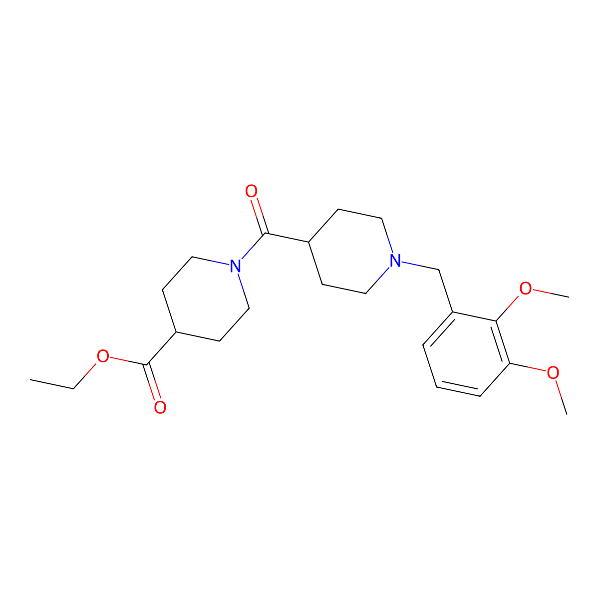 Ethyl 1-[[1-[(2,3-dimethoxyphenyl)methyl]-4-piperidinyl]carbonyl]-4-piperidinecarboxylate molecular structure, CAS 429637-01-4