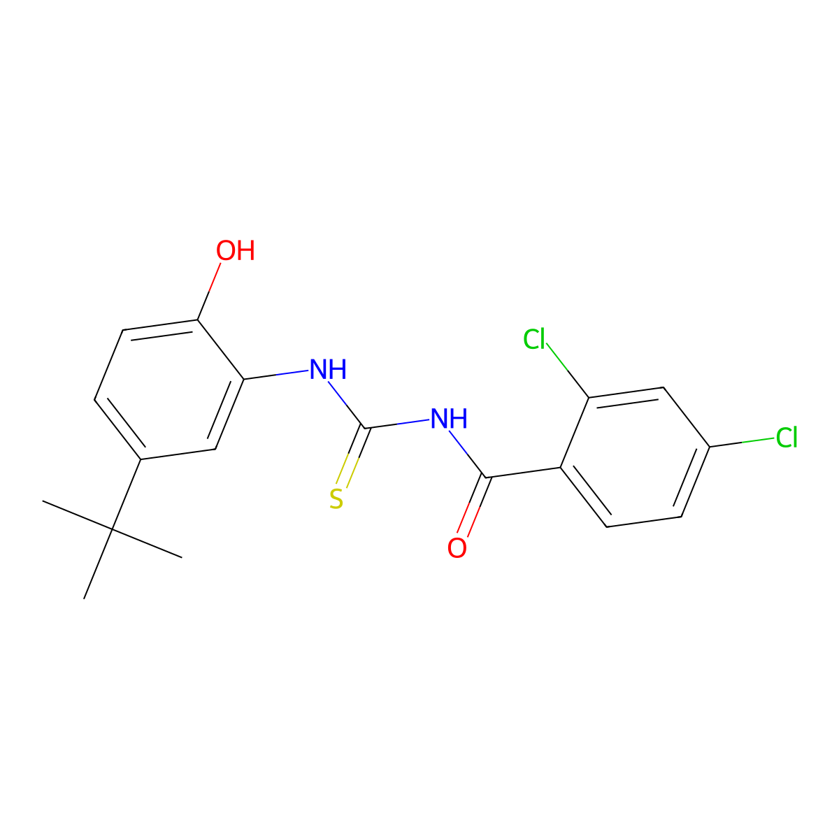 N-[(5-tert-butyl-2-hydroxyphenyl)carbamothioyl]-2,4-dichlorobenzamide molecular structure, CAS 429637-20-7
