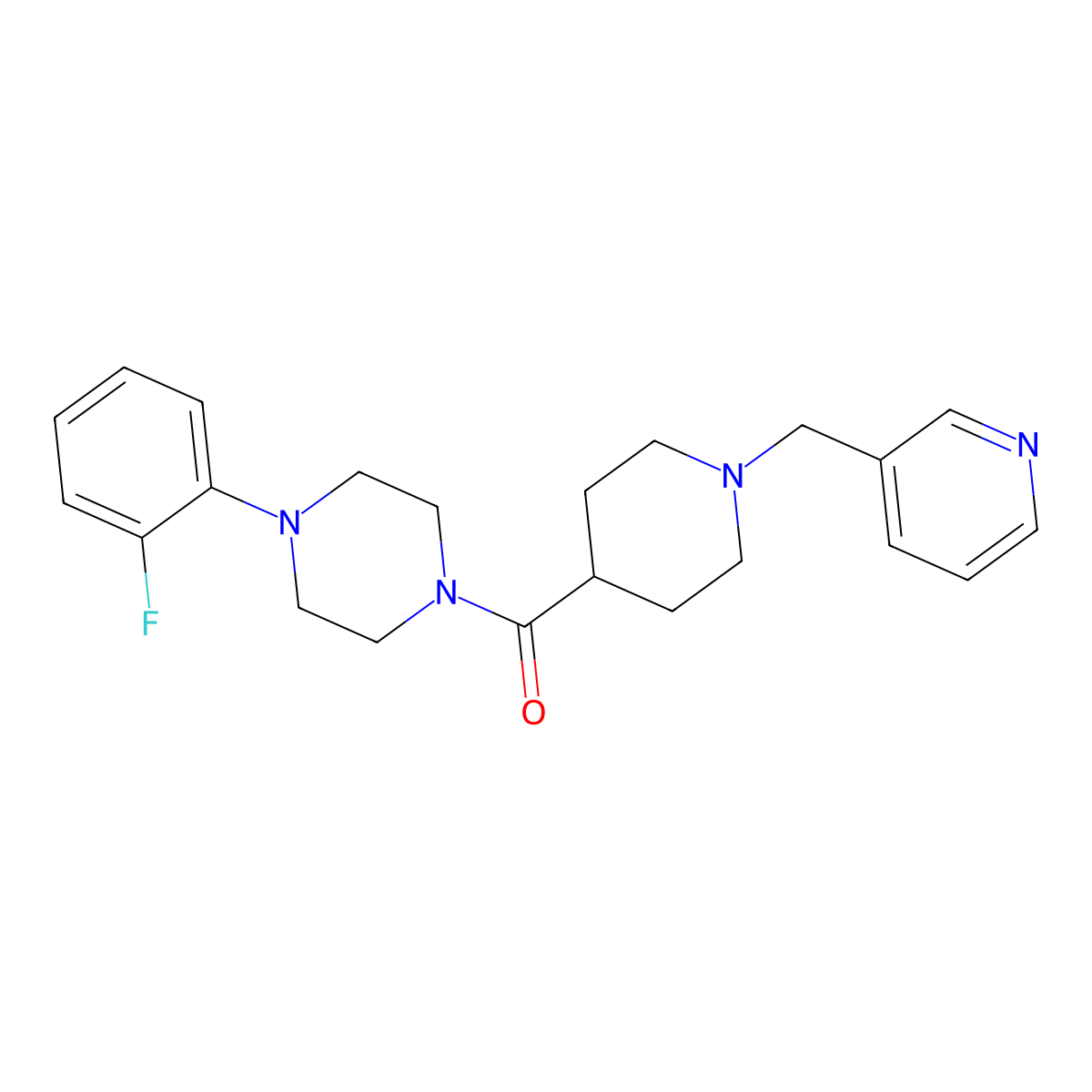 [4-(2-Fluorophenyl)piperazin-1-yl][1-(pyridin-3-ylmethyl)piperidin-4-yl]methanone molecular structure, CAS 429637-31-0