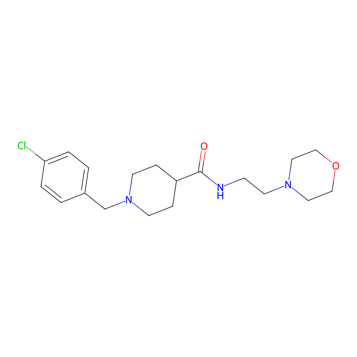 1-(4-chlorobenzyl)-N-[2-(morpholin-4-yl)ethyl]piperidine-4-carboxamide molecular structure, CAS 429637-41-2