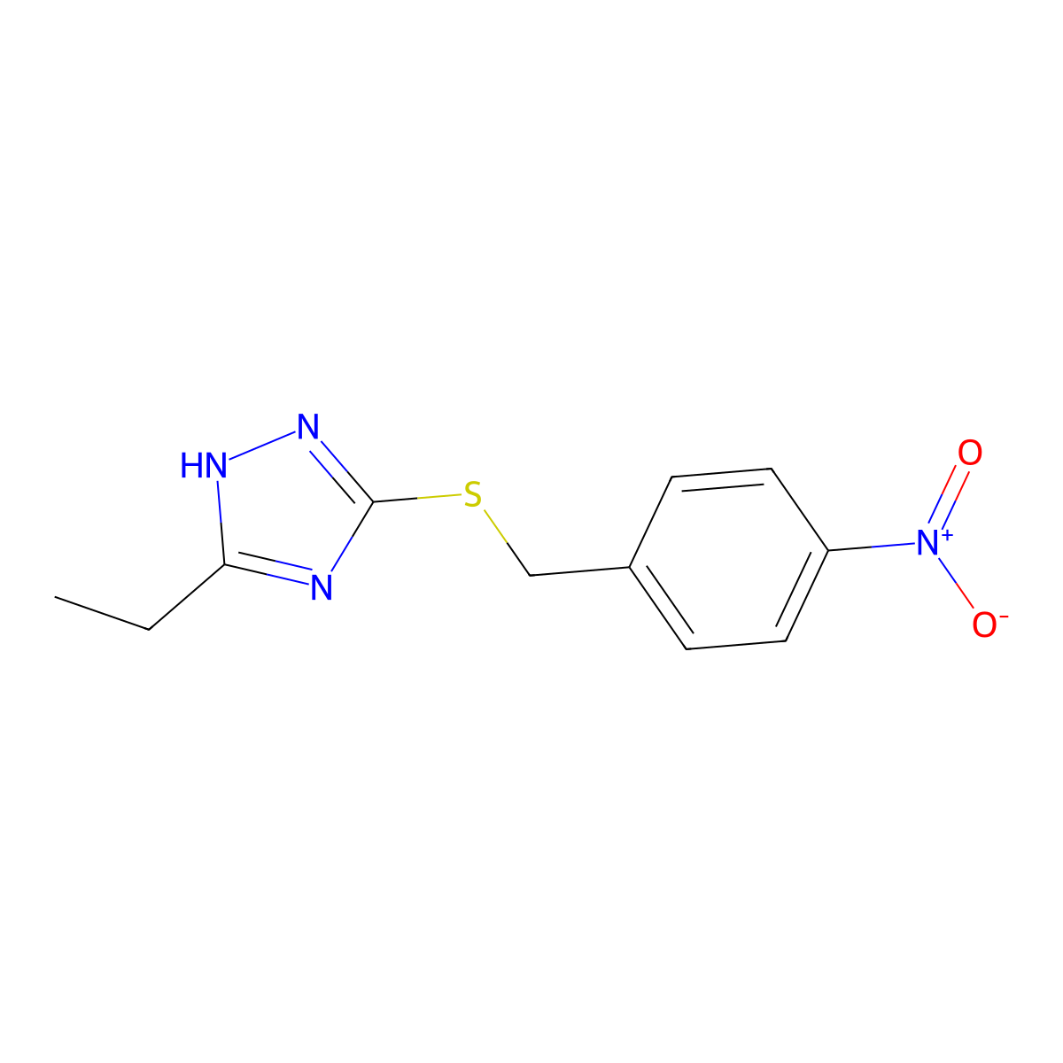 3-ethyl-5-({4-nitrobenzyl}sulfanyl)-4H-1,2,4-triazole molecular structure, CAS 429637-59-2