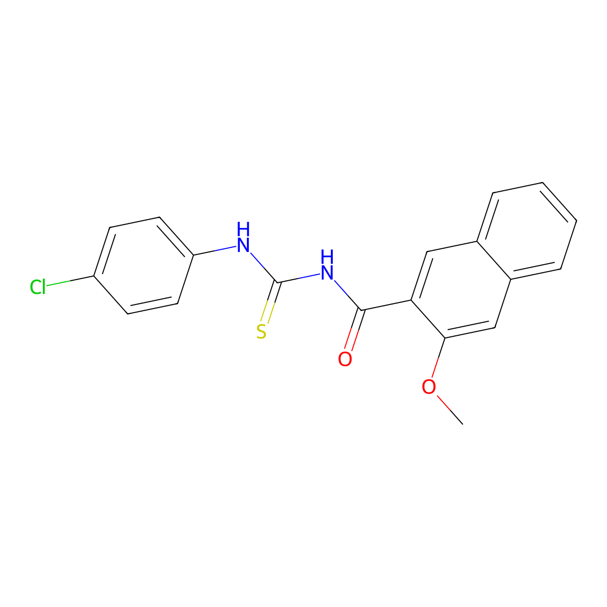 N-[(4-chlorophenyl)carbamothioyl]-3-methoxynaphthalene-2-carboxamide molecular structure, CAS 429637-65-0