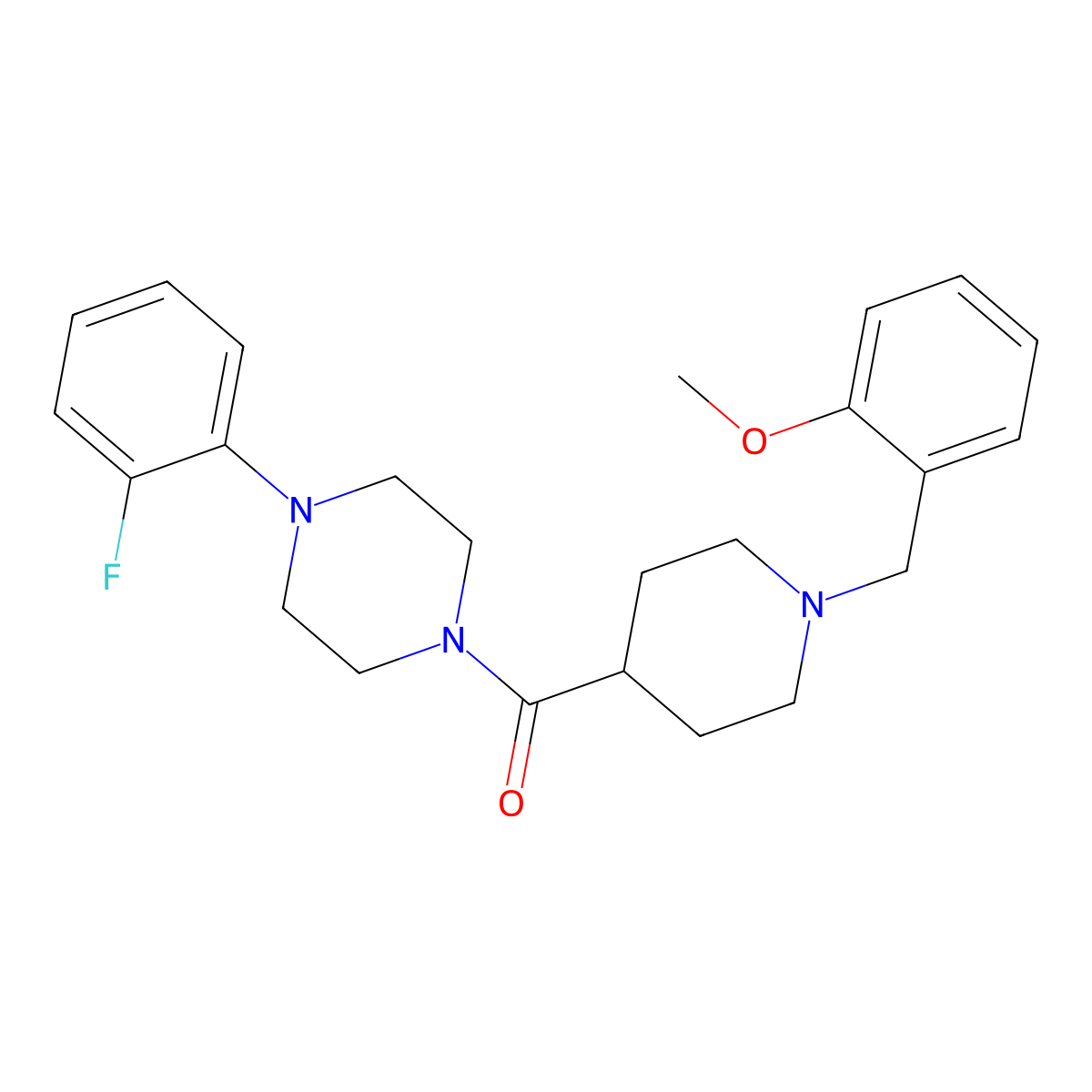 [4-(2-Fluorophenyl)piperazin-1-yl][1-(2-methoxybenzyl)piperidin-4-yl]methanone molecular structure, CAS 429637-66-1