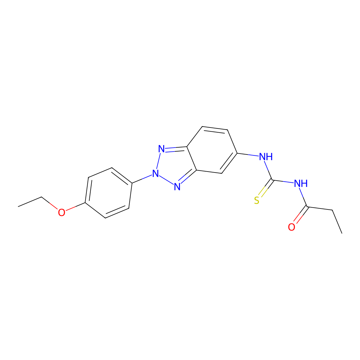 N-[[2-(4-ethoxyphenyl)benzotriazol-5-yl]carbamothioyl]propanamide molecular structure, CAS 429637-68-3