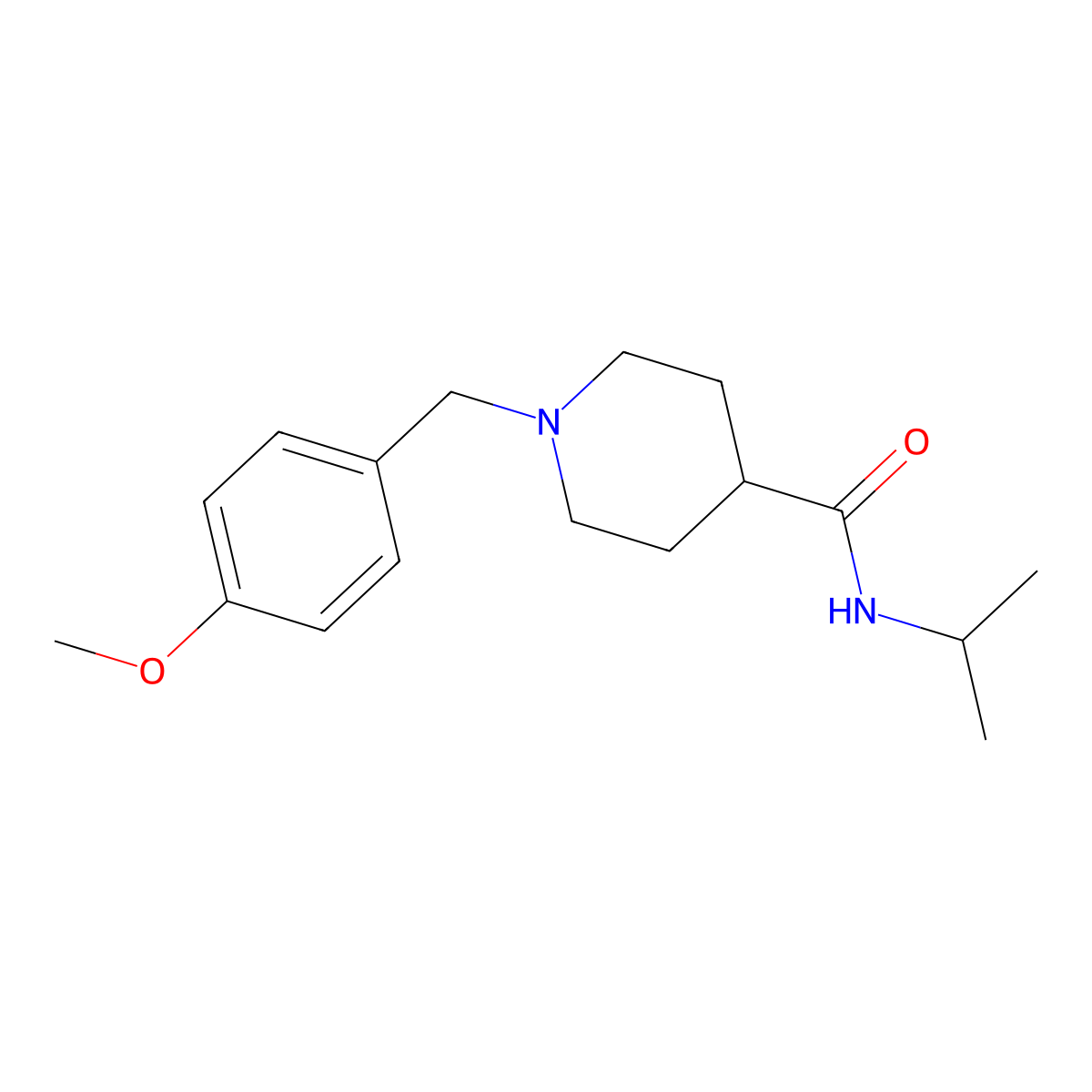 1-(4-methoxybenzyl)-N-(propan-2-yl)piperidine-4-carboxamide molecular structure, CAS 429637-88-7
