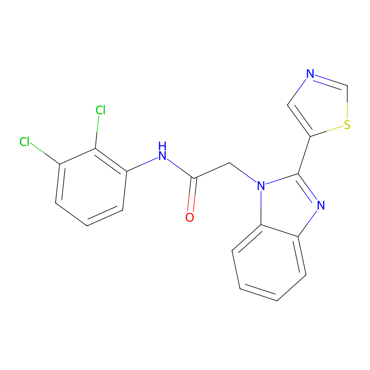 N-(2,3-dichlorophenyl)-2-[2-(1,3-thiazol-5-yl)-1H-benzimidazol-1-yl]acetamide molecular structure, CAS 429637-89-8