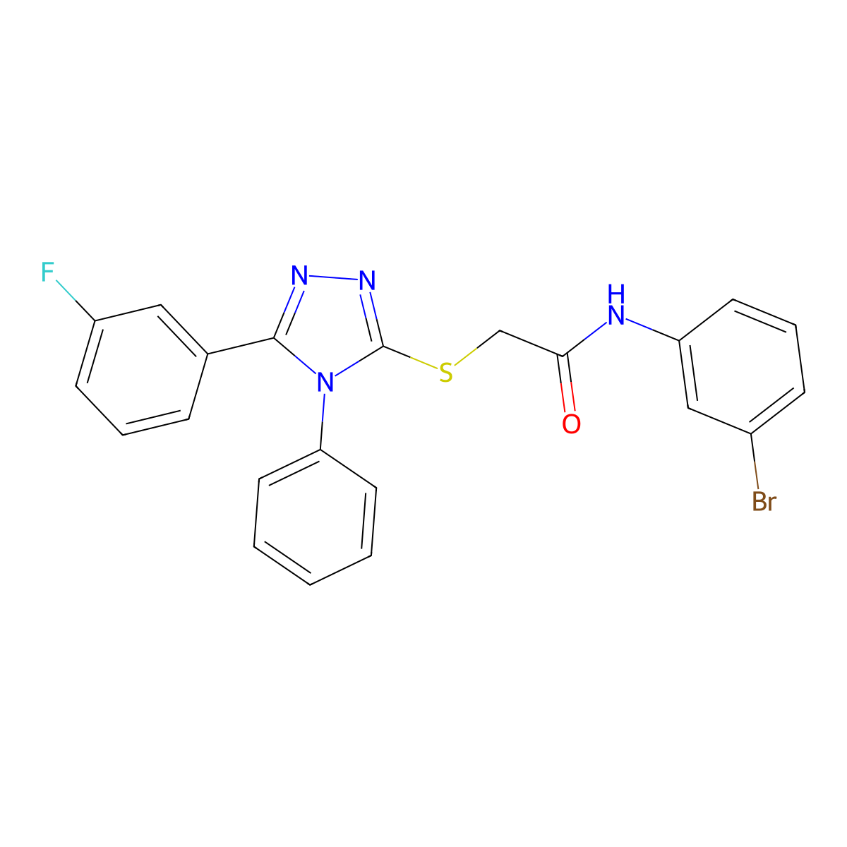 N-(3-bromophenyl)-2-[[5-(3-fluorophenyl)-4-phenyl-1,2,4-triazol-3-yl]sulfanyl]acetamide molecular structure, CAS 429637-98-9